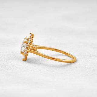 Flower Style 1.35 Carat Round Moissanite Halo setting Engagement Ring