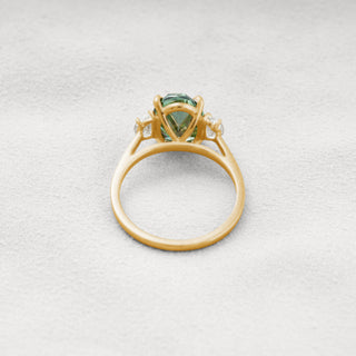 4.0CT Oval Dark Green Moissanite Three Stone Engagement Ring