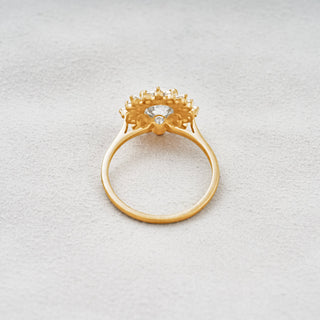 Flower Style 1.35 Carat Round Moissanite Halo setting Engagement Ring