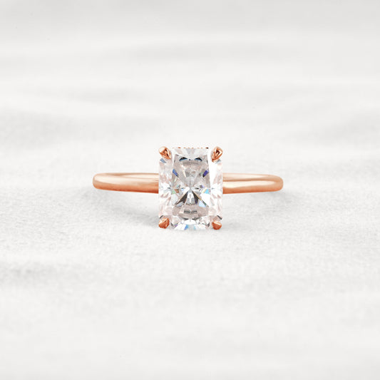 2.3 CT Radiant Cut Solitaire Moissanite Diamond  Engagement Ring In Rose Gold