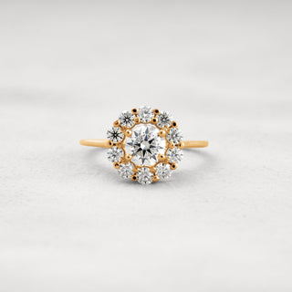 Flower Style 1 CT Round Moissanite Halo setting Engagement and Wedding Ring