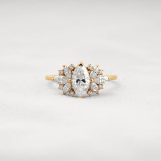 1.47 TCW Marquise Moissanite Cluster Style Engagement Ring