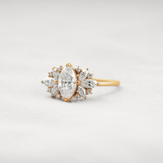 1.47 TCW Marquise Moissanite Cluster Style Engagement Ring