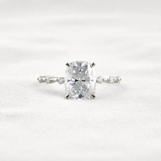 4 CT Cushion Cut Moissanite Diamond Engagement Ring & Wedding Ring In White Gold