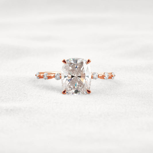 4 CT Cushion Cut Moissanite Diamond Engagement Ring & Wedding Ring In Rose Gold