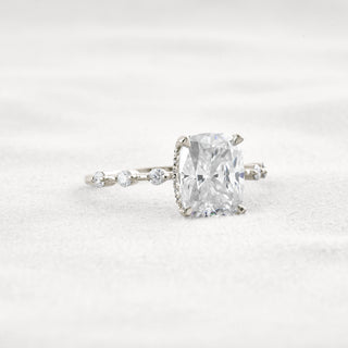4 CT Cushion Cut Moissanite Diamond Engagement Ring & Wedding Ring In Rose Gold