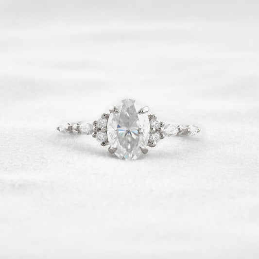 2.1 CT Oval Cut Moissanite Diamond Engagement Ring & Wedding Ring In White Gold