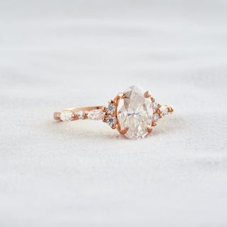 2.1 CT Oval Cut Moissanite Diamond Engagement Ring & Wedding Ring In Rose Gold