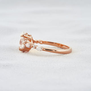 2.1 CT Oval Cut Moissanite Diamond Engagement Ring & Wedding Ring In Rose Gold