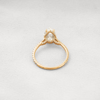 3CT Pear Moissanite Hidden Halo setting Diamond Engagement and Wedding Ring