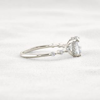 2.15 CT Cushion Cut Moissanite Diamond Engagement Ring & Wedding Ring In White Gold