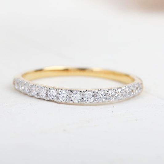 Round Moissanite Half Eternity Stacking Wedding Band