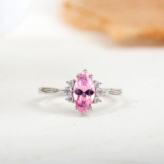 1 CT Pink Marquise Cut Moissanite Diamond Engagement Ring