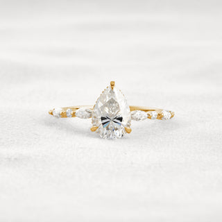 1.93 CT Pear Cut Moissanite Diamond Engagement Ring & Wedding Ring In Rose Gold