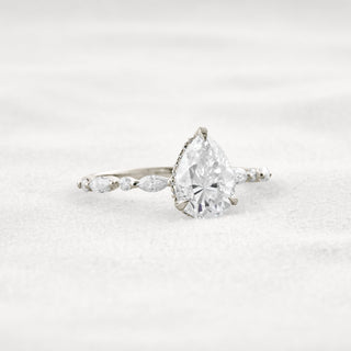 1.93 CT Pear Cut Moissanite Diamond Engagement Ring & Wedding Ring In Rose Gold