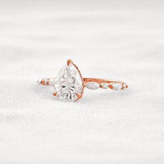 1.93 CT Pear Cut Moissanite Diamond Engagement Ring & Wedding Ring In White Gold