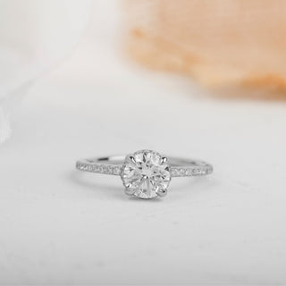 1 CT Round Cut Moissanite Diamond Engagement Ring