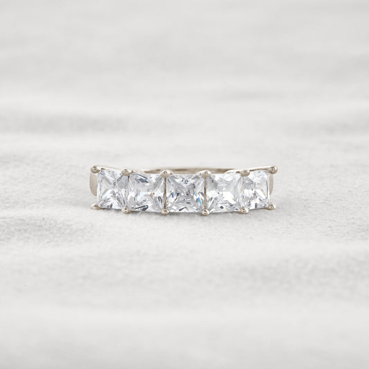 1.65 CT Princess Shaped 5-Stones Moissanite Wedding Band