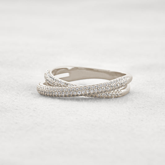 0.88 CT Round Shaped Criss-Cross Moissanite Wedding Band