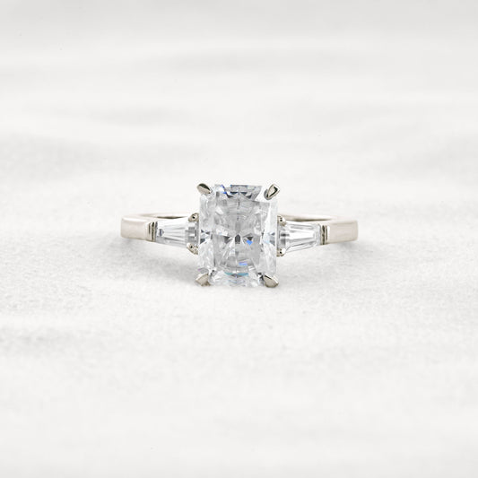 2.3 CT Radiant Cut Moissanite Diamond Engagement Ring & Wedding Ring In White Gold