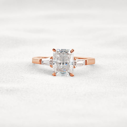 2.3 CT Radiant Cut Moissanite Diamond Engagement Ring & Wedding Ring In Rose Gold