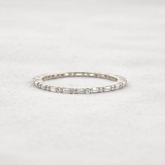 0.68 CT Baguette & Round Shaped Full Eternity Moissanite Wedding Band