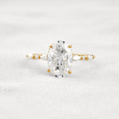 4 CT Oval Cut Moissanite Diamond Engagement Ring & Wedding Ring