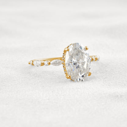 4 CT Oval Cut Moissanite Diamond Engagement Ring & Wedding Ring