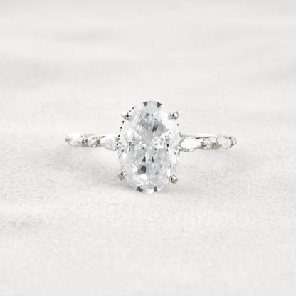 4 CT Oval Cut Moissanite Diamond Engagement Ring & Wedding Ring