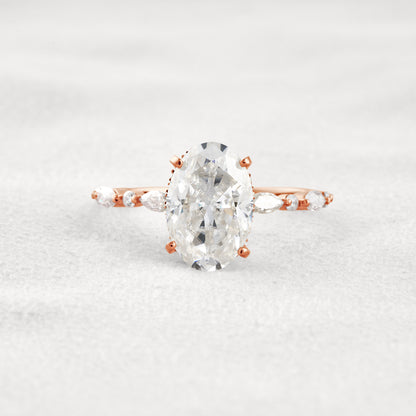 4 CT Oval Cut Moissanite Diamond Engagement Ring & Wedding Ring