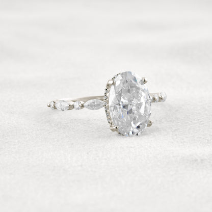 4 CT Oval Cut Moissanite Diamond Engagement Ring & Wedding Ring