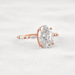 4 CT Oval Cut Moissanite Diamond Engagement Ring & Wedding Ring
