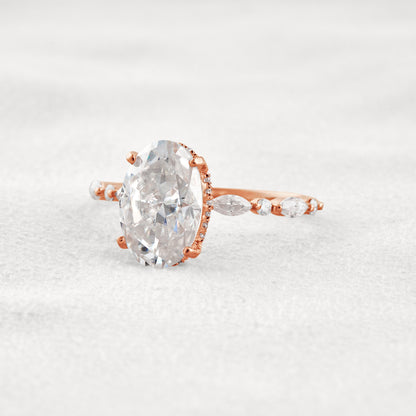 4 CT Oval Cut Moissanite Diamond Engagement Ring & Wedding Ring