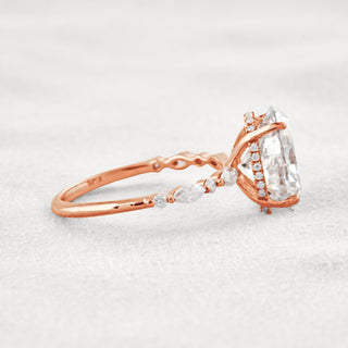 4 CT Oval Cut Moissanite Diamond Engagement Ring & Wedding Ring In Rose Gold