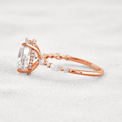 4 CT Oval Cut Moissanite Diamond Engagement Ring & Wedding Ring