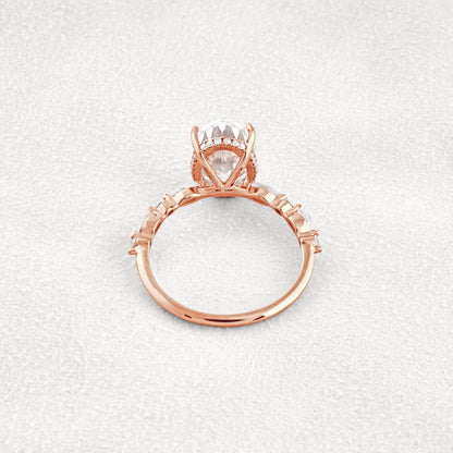 4 CT Oval Cut Moissanite Diamond Engagement Ring & Wedding Ring