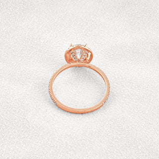 1.91 CT Oval Cut Halo & Pave Moissanite Diamond Engagement Ring In Rose Gold