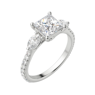 2.78 CT Princess Moissanite Diamond Three Stones Engagement Ring
