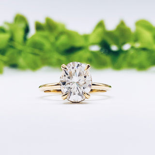 2.72 CT Oval Moissanite Diamond Hidden Halo Engagement Ring