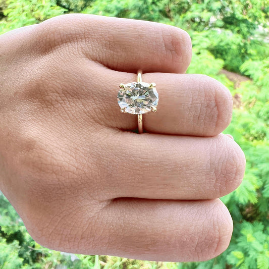 2.72 CT Oval Moissanite Diamond Hidden Halo Engagement Ring