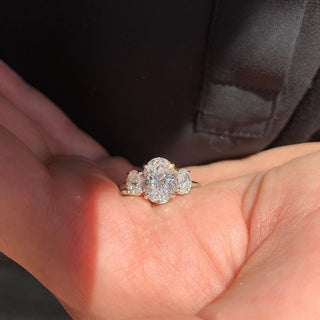 1.91 CT Oval Moissanite Diamond Three Stones Engagement Ring