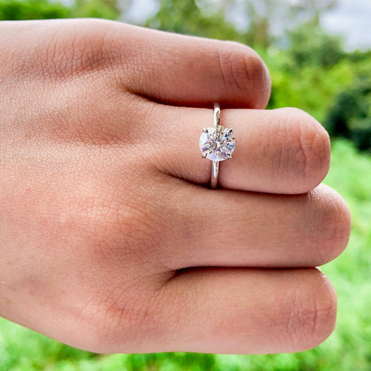 1.85 CT Round Moissanite Diamond Solitaire Engagement Ring