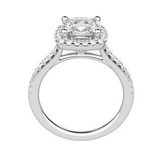 2.15 CT Cushion Moissanite Diamond Halo Engagement Ring