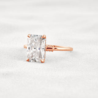 4.15 CT Radiant Cut Solitaire Moissanite Diamond Engagement Ring In Rose Gold