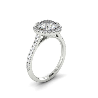 1.5 CT Round Moissanite Diamond Halo Engagement Ring