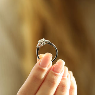 1.18 CT Princess Moissanite Diamond Three Stones Engagement Ring