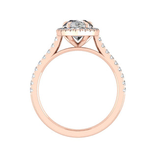 2.1 CT Pear Moissanite Diamond Halo Engagement Ring