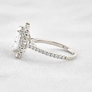 3.24 CT Radiant Cut Halo & Pave Moissanite Diamond Engagement Ring In White Gold