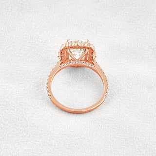 3.24 CT Radiant Cut Halo & Pave Moissanite Diamond Engagement Ring In Rose Gold