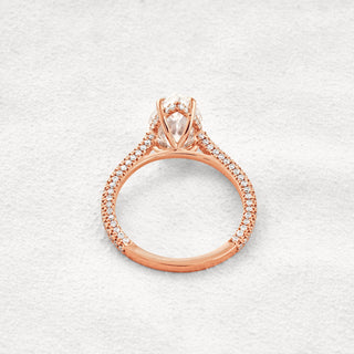 3.1 CT Pear Cut Pave Moissanite Diamond Engagement Ring In Rose Gold